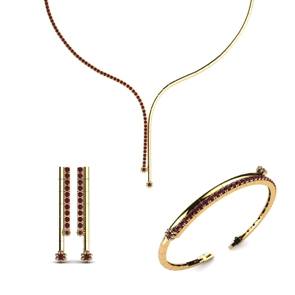 14ct Yellow Gold Garnet Jewellery set Thames