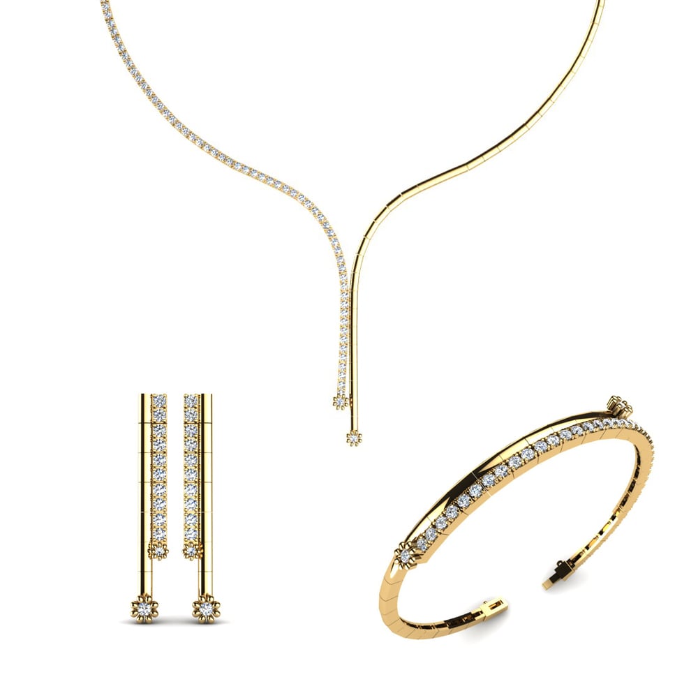 14ct Yellow Gold Lab Grown Diamond Jewellery set Thames