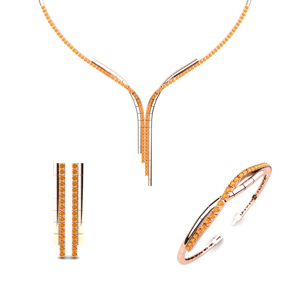 14ct Rose Gold Citrine Jewellery set Wye