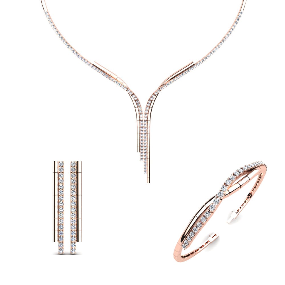 9ct Rose Gold Moissanite Jewellery set Wye