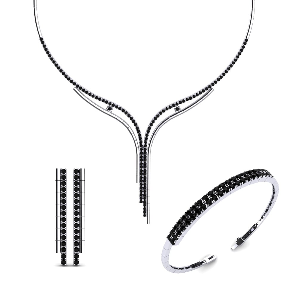 9ct White Gold Black Diamond Jewellery set Alyn