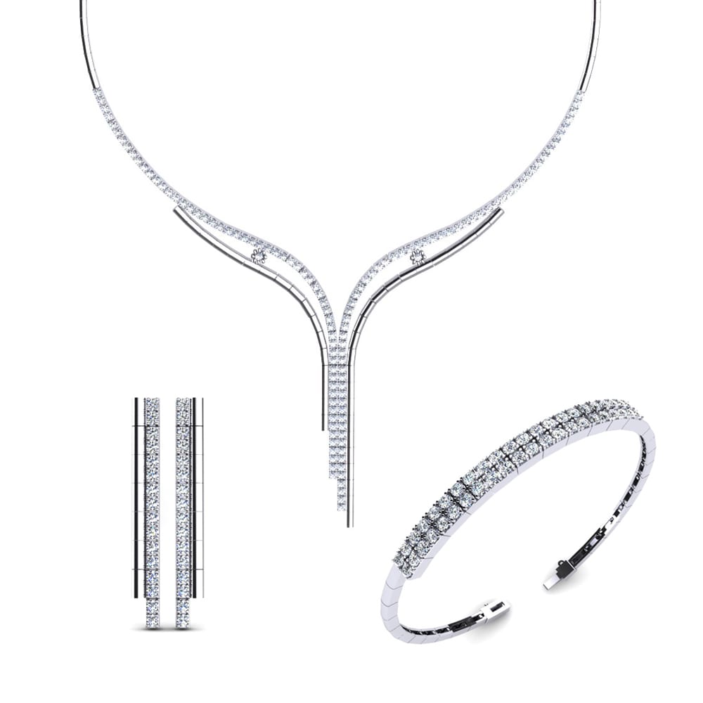 14ct White Gold Zirconia Jewellery set Alyn