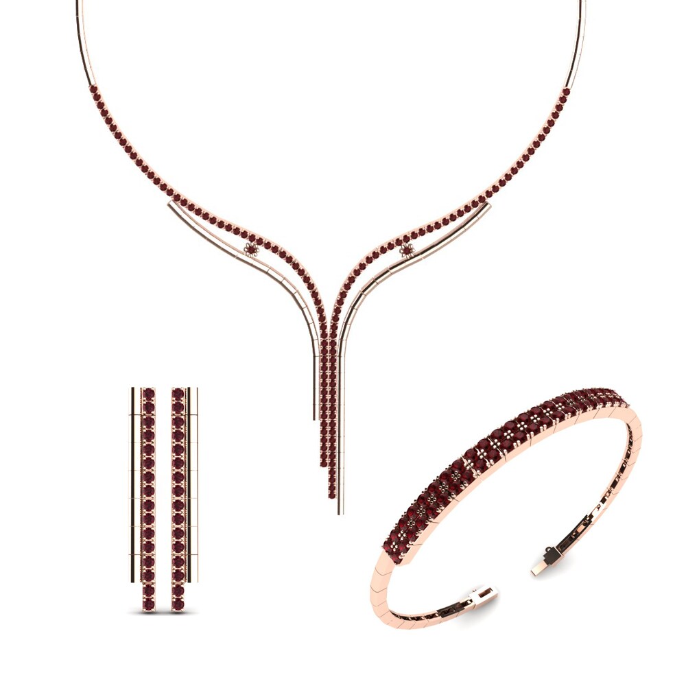 14ct Rose Gold Garnet Jewellery set Alyn