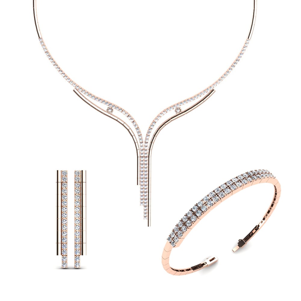 9ct Rose Gold Moissanite Jewellery set Alyn