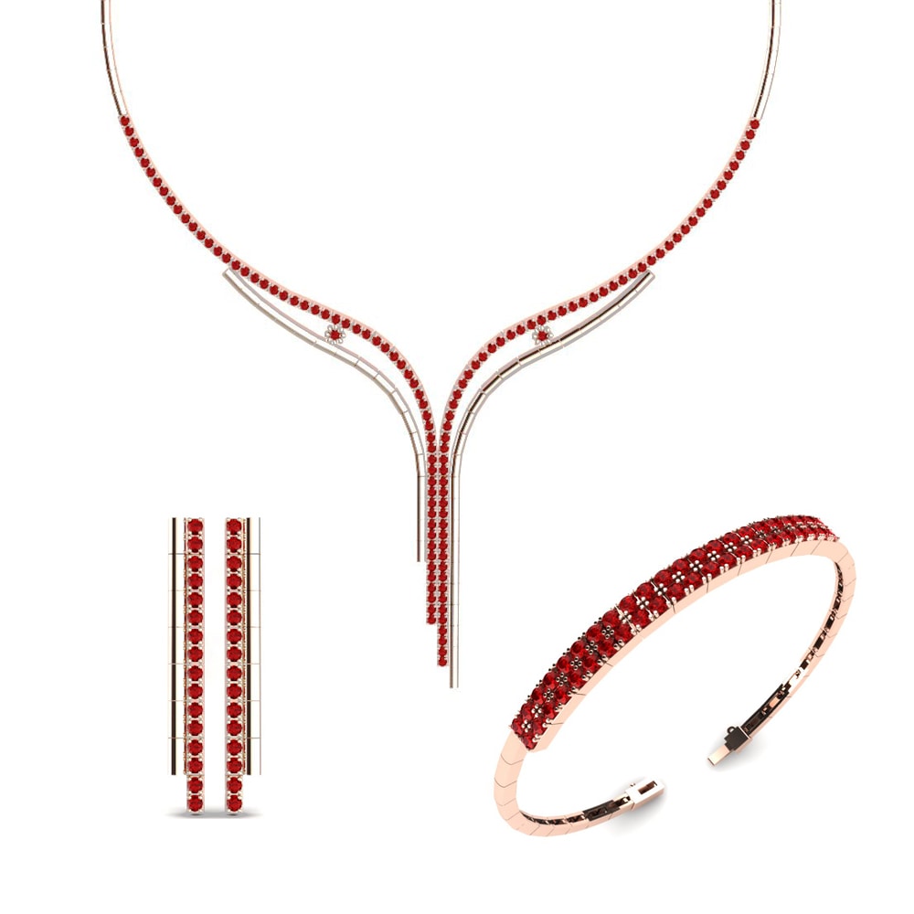 14ct Rose Gold Ruby Jewellery set Alyn