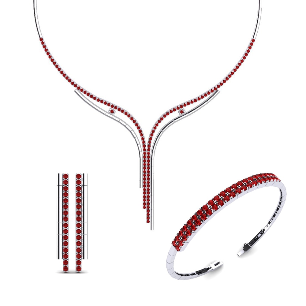 9ct White Gold Ruby Jewellery set Alyn