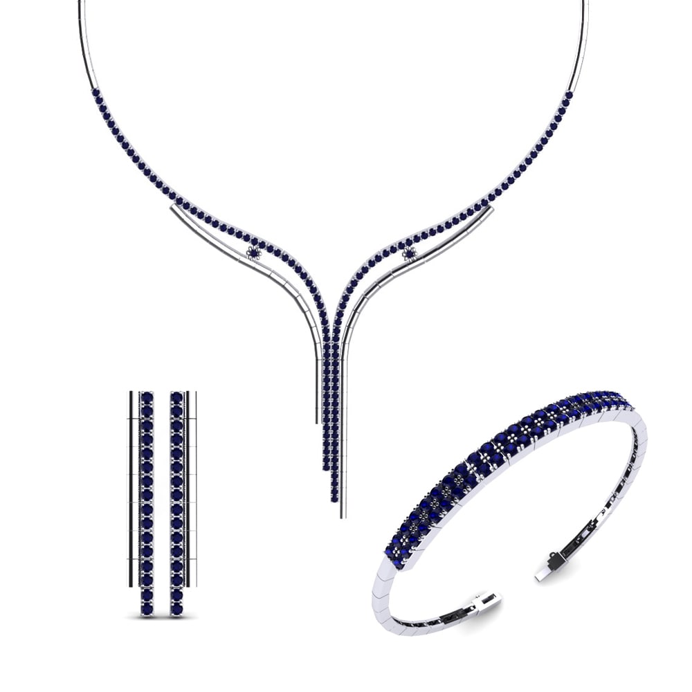 9ct White Gold Sapphire Jewellery set Alyn