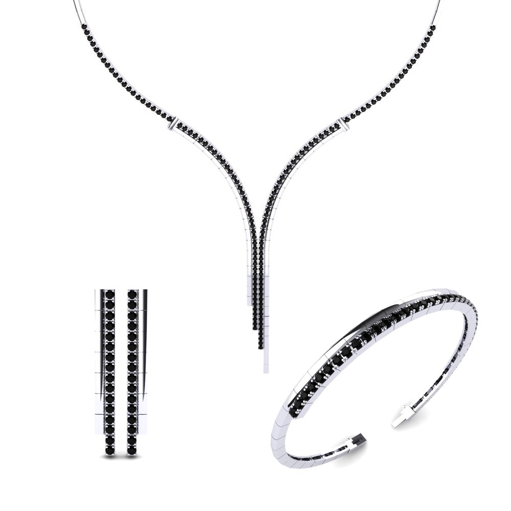 9ct White Gold Black Sapphire Jewellery set Quinny