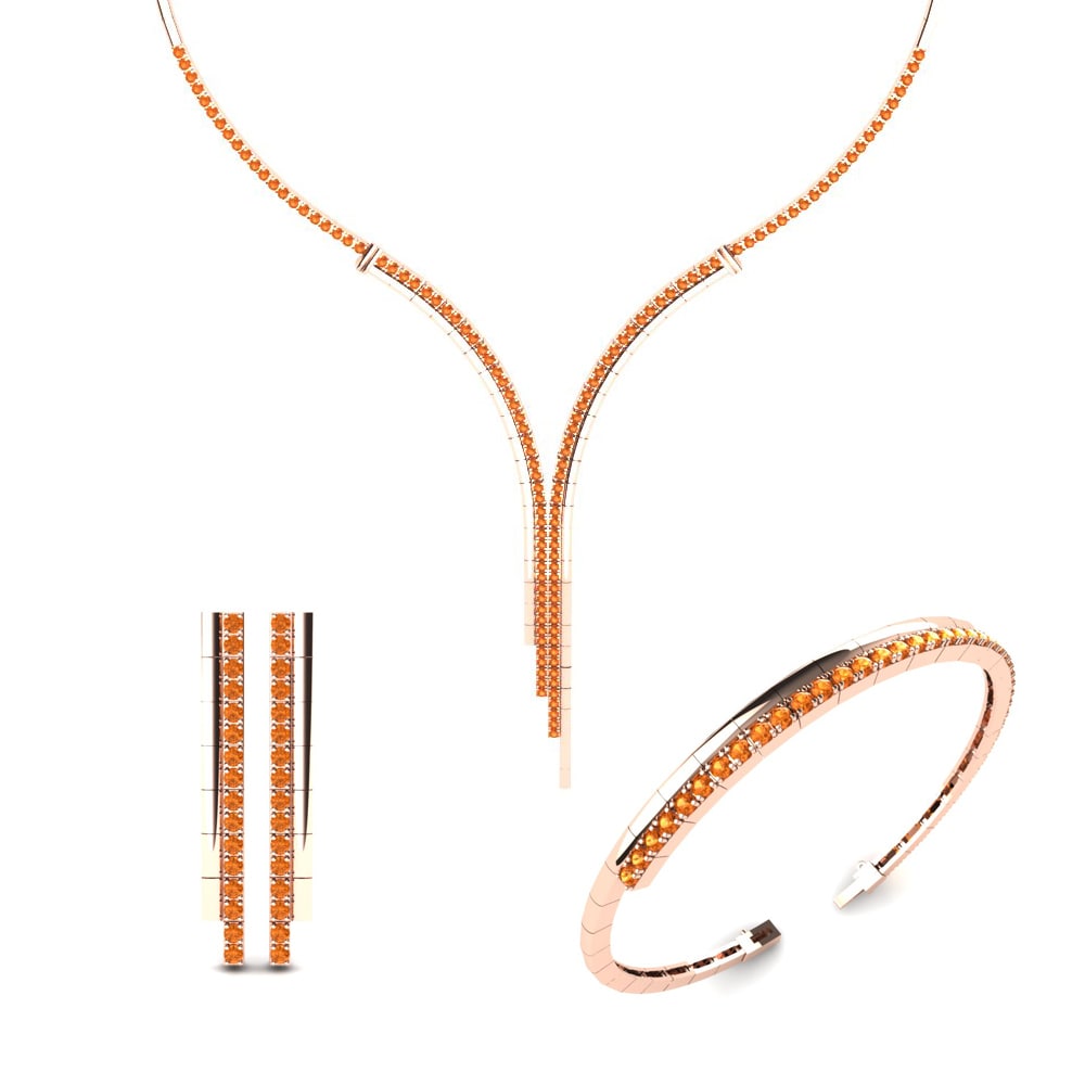 14ct Rose Gold Citrine Jewellery set Quinny