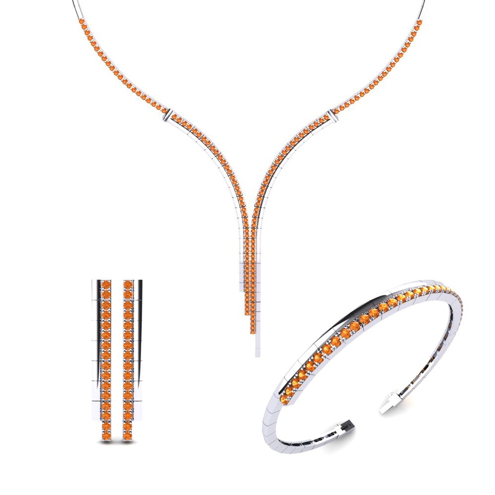 14ct White Gold Citrine Jewellery set Quinny