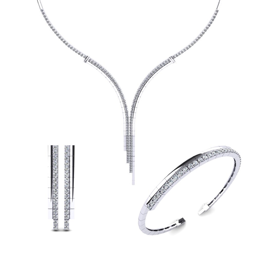 14ct White Gold Zirconia Jewellery set Quinny