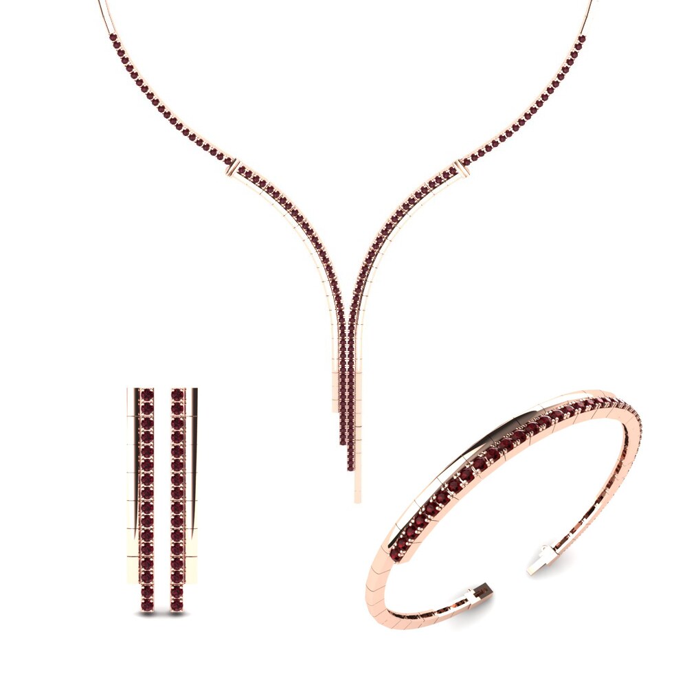 14ct Rose Gold Garnet Jewellery set Quinny