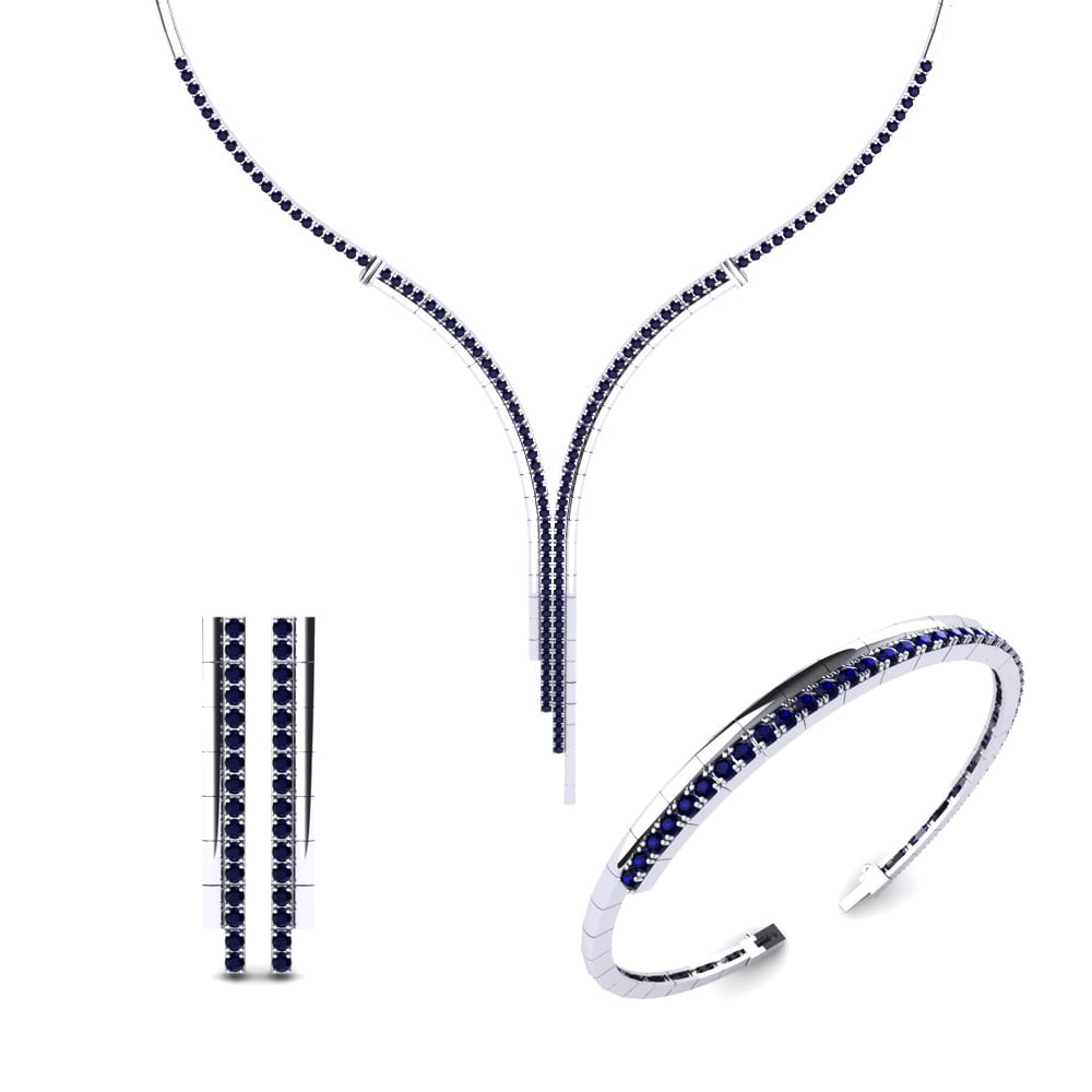 9ct White Gold Sapphire Jewellery set Quinny