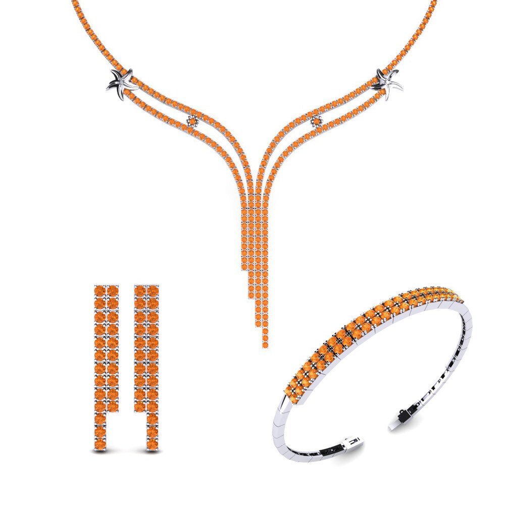 14ct White Gold Citrine Jewellery set Thelasar