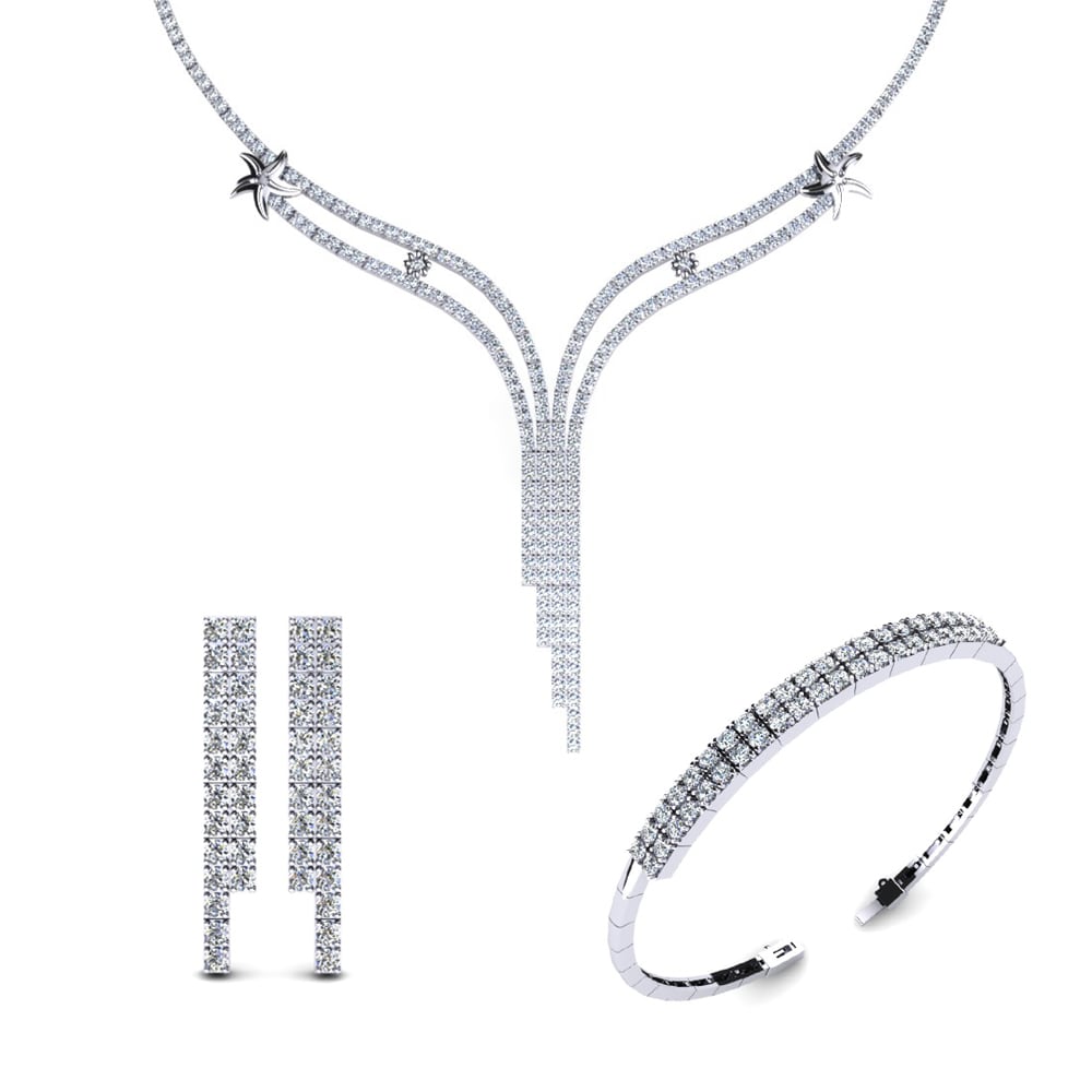 14ct White Gold Zirconia Jewellery set Thelasar