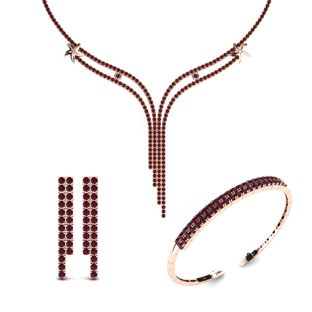 14ct Rose Gold Garnet Jewellery set Thelasar