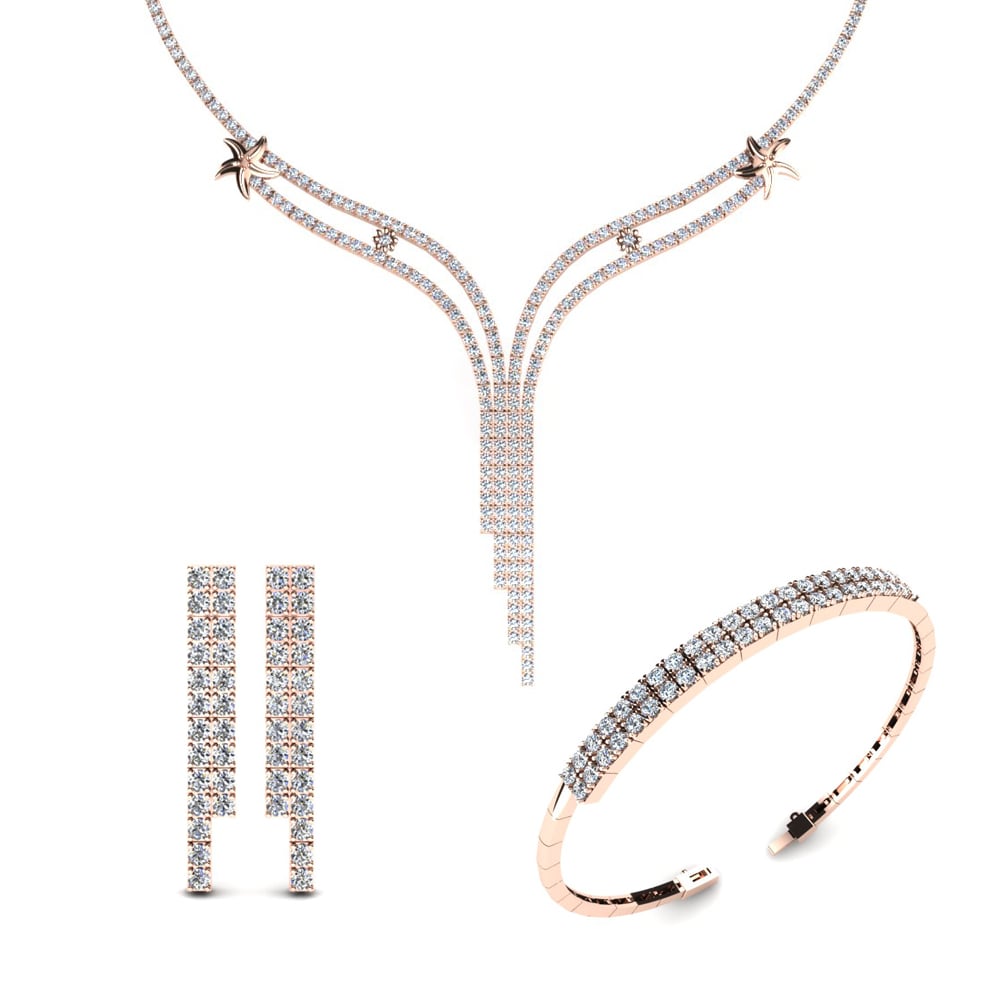 9ct Rose Gold Moissanite Jewellery set Thelasar