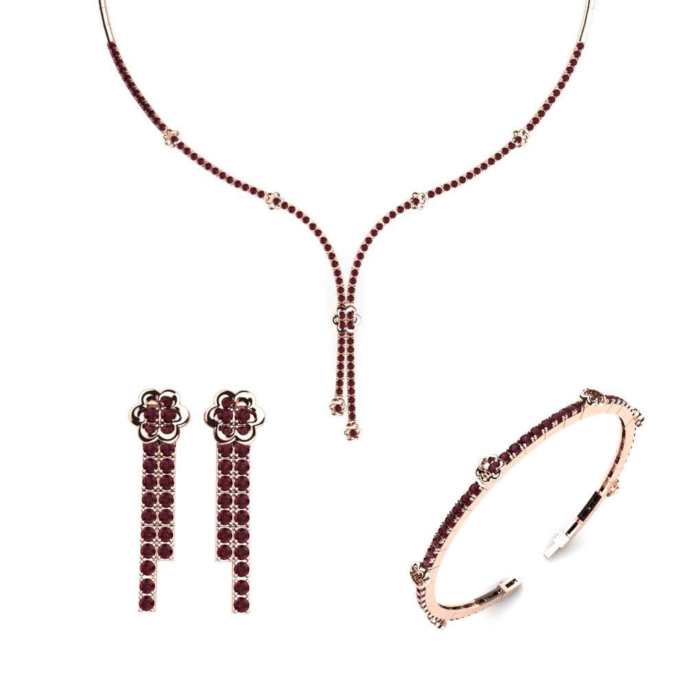 14ct Rose Gold Garnet Jewellery set Ely