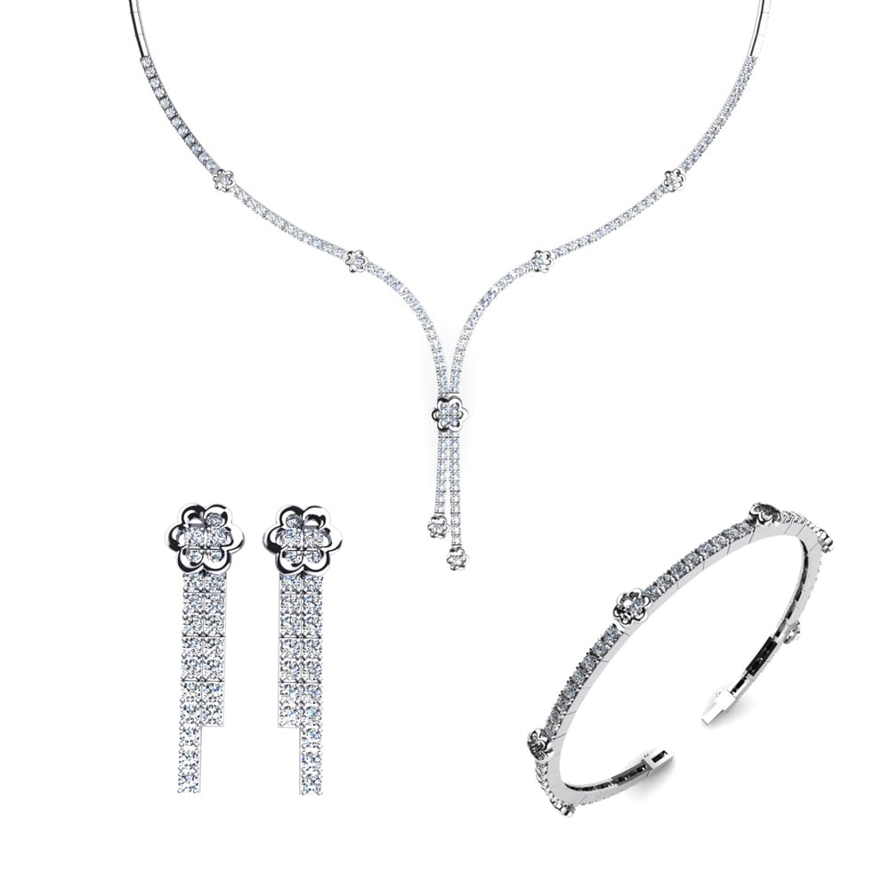 9ct White Gold Lab Grown Diamond Jewellery set Ely