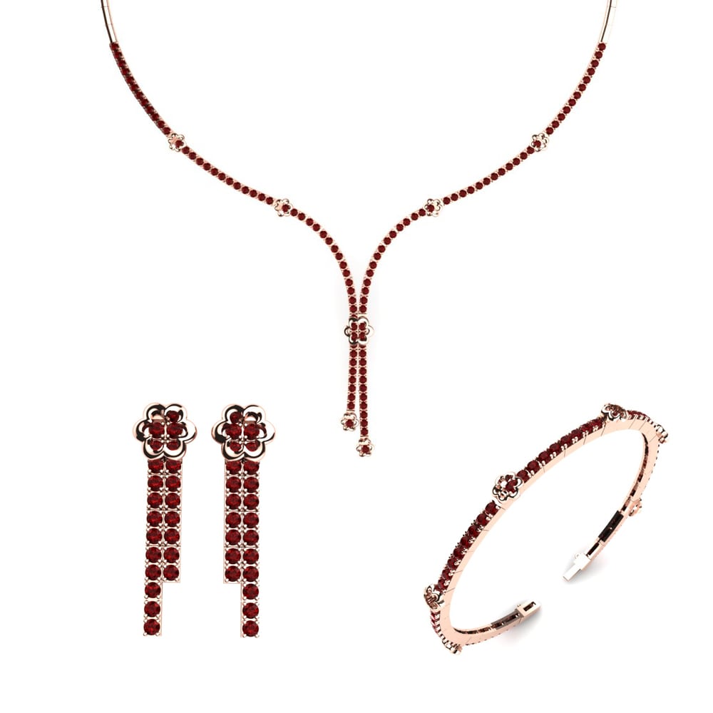 14ct Rose Gold Ruby Jewellery set Ely