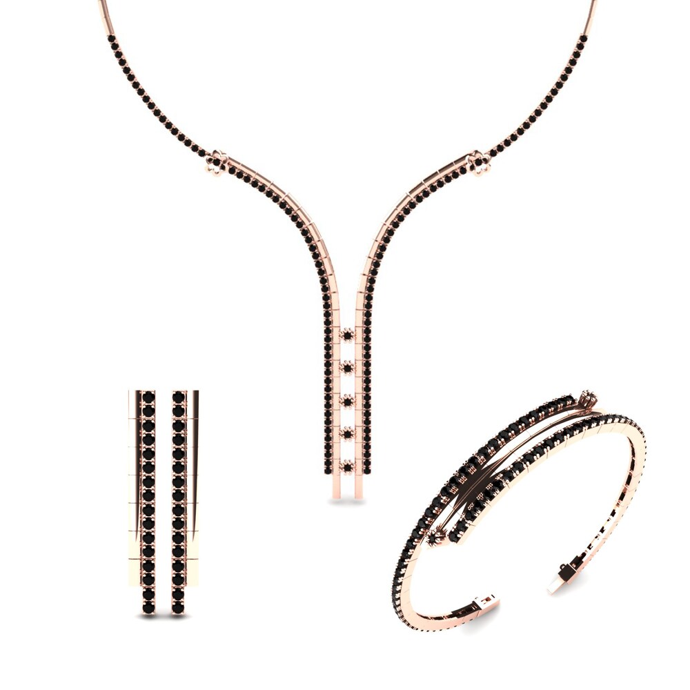 14ct Rose Gold Black Onyx Jewellery set Perry
