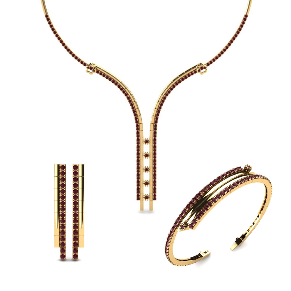 14ct Yellow Gold Garnet Jewellery set Perry