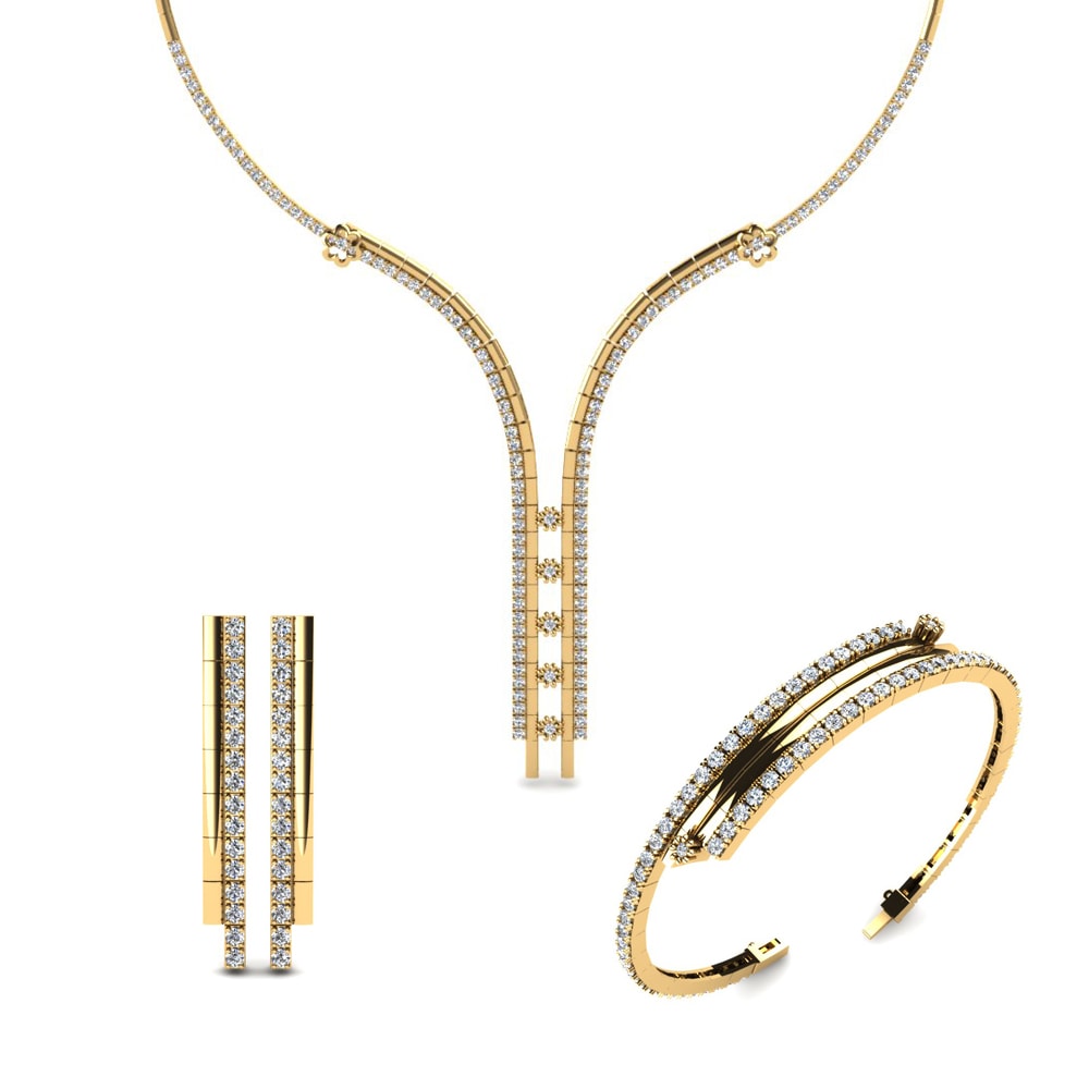 14ct Yellow Gold Lab Grown Diamond Jewellery set Perry