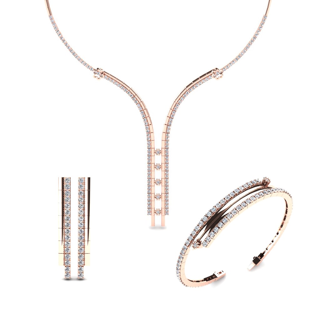 9ct Rose Gold Moissanite Jewellery set Perry