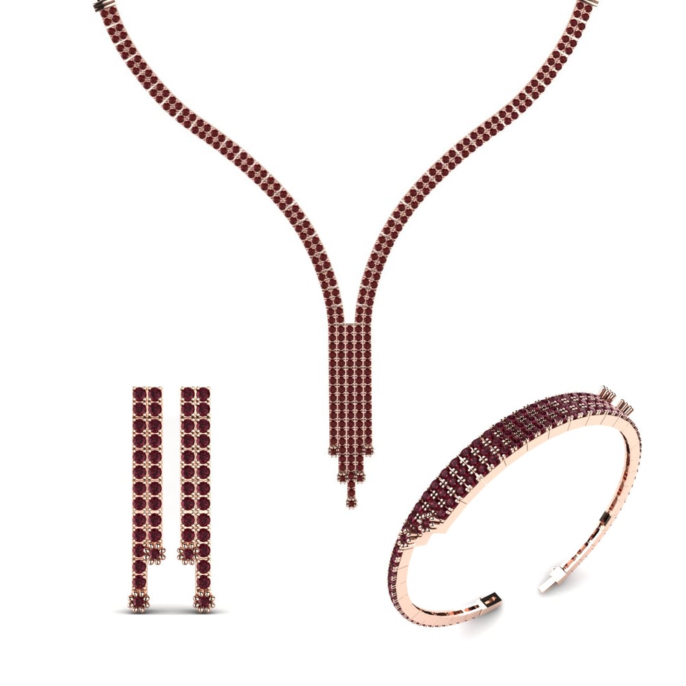 14ct Rose Gold Garnet Jewellery set Danube
