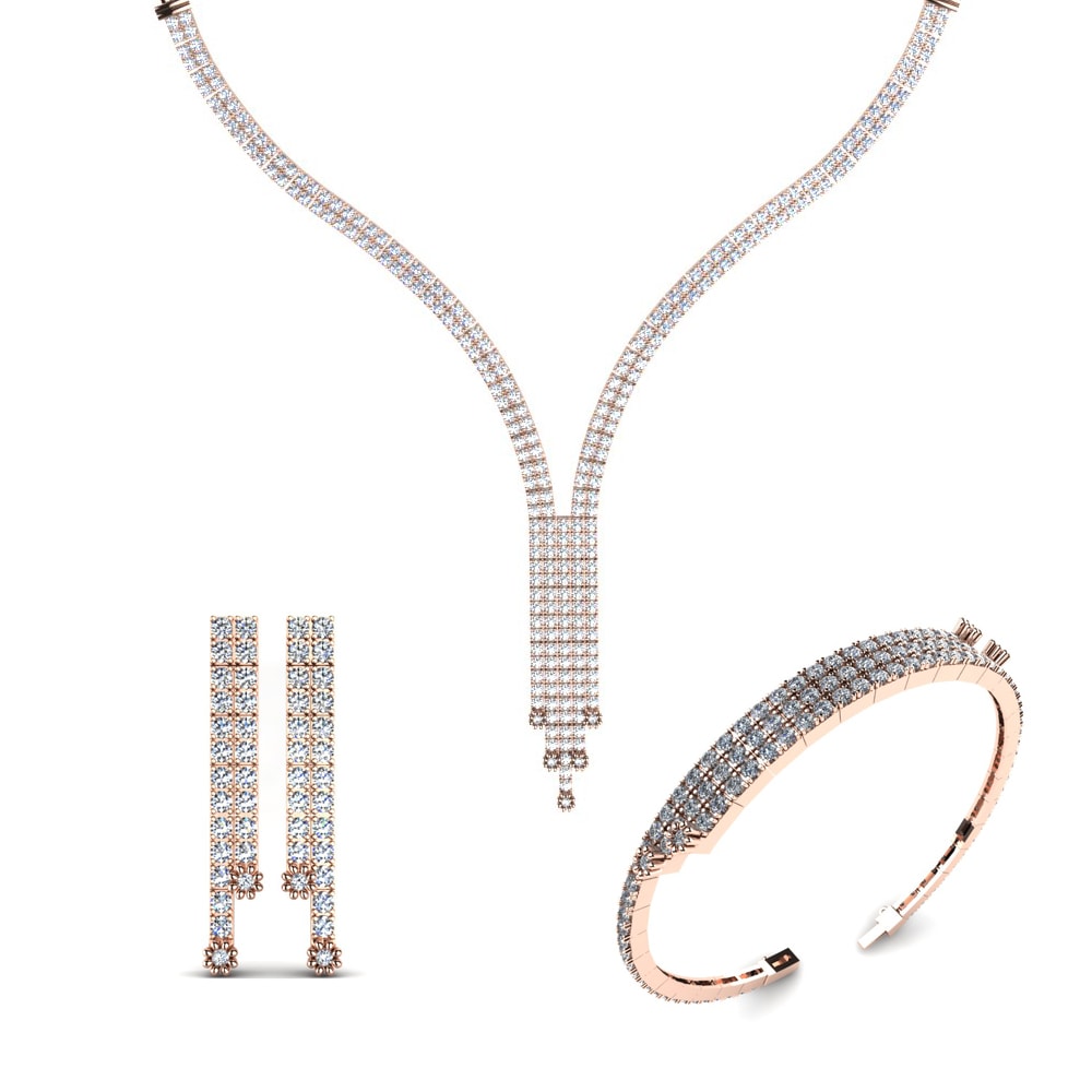 9ct Rose Gold Moissanite Jewellery set Danube