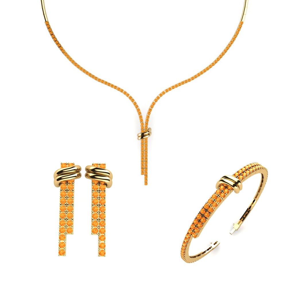 14ct Yellow Gold Round Citrine Jewellery set Vils
