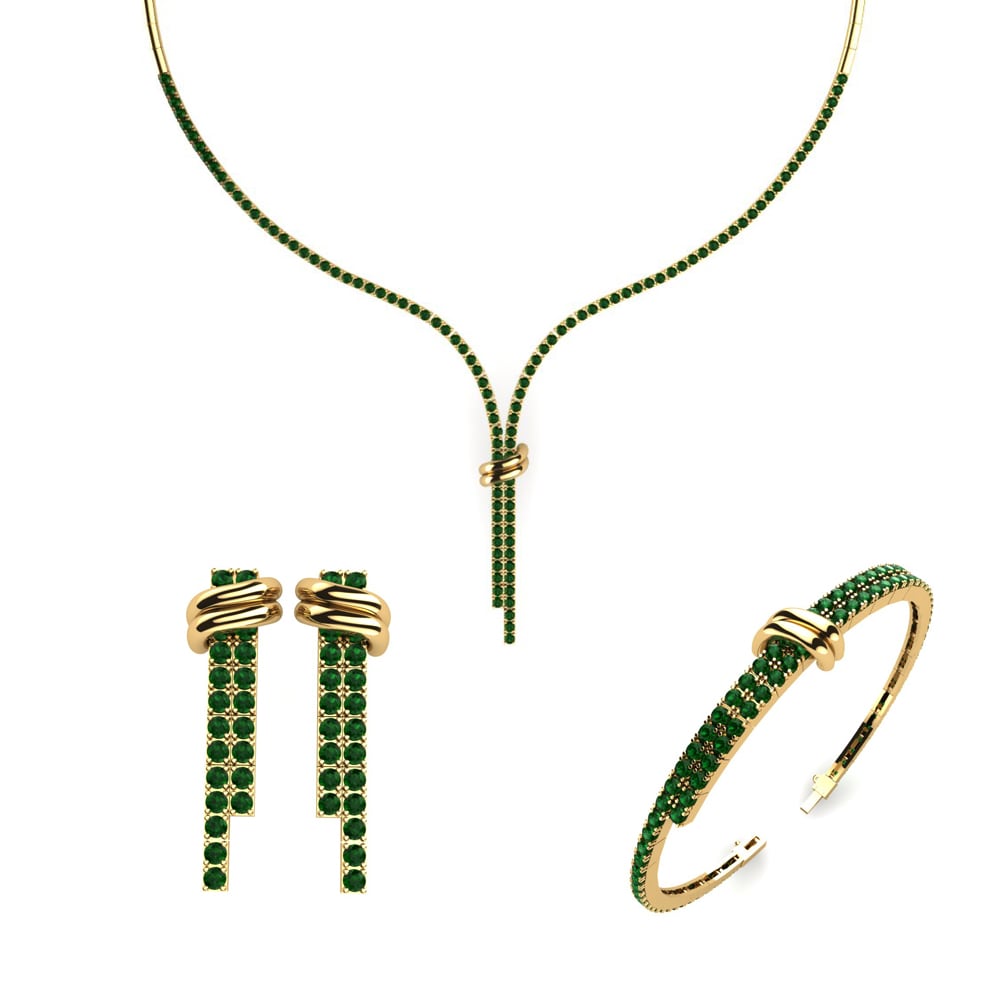 14ct Yellow Gold Emerald Jewellery set Vils