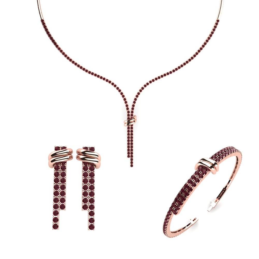 14ct Rose Gold Garnet Jewellery set Vils