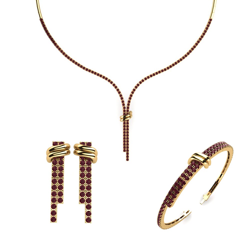 14ct Yellow Gold Garnet Jewellery set Vils