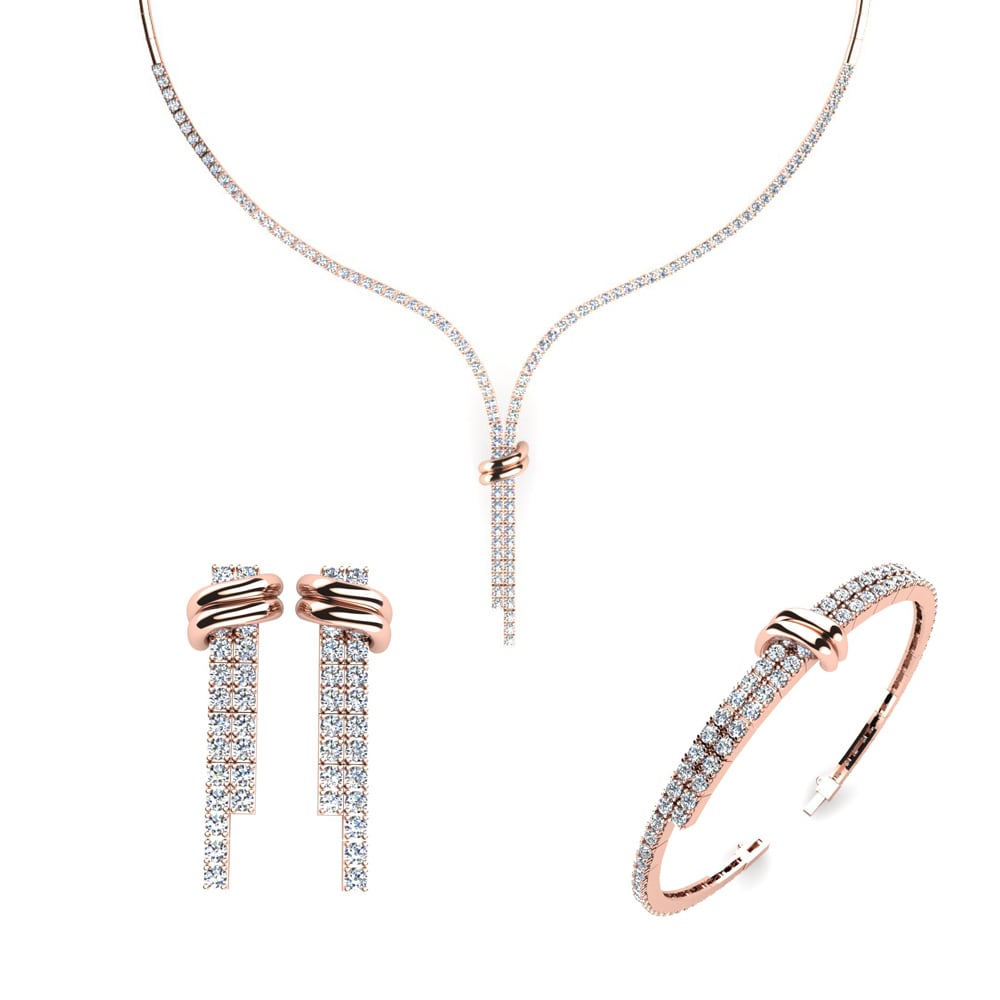 9ct Rose Gold Moissanite Jewellery set Vils