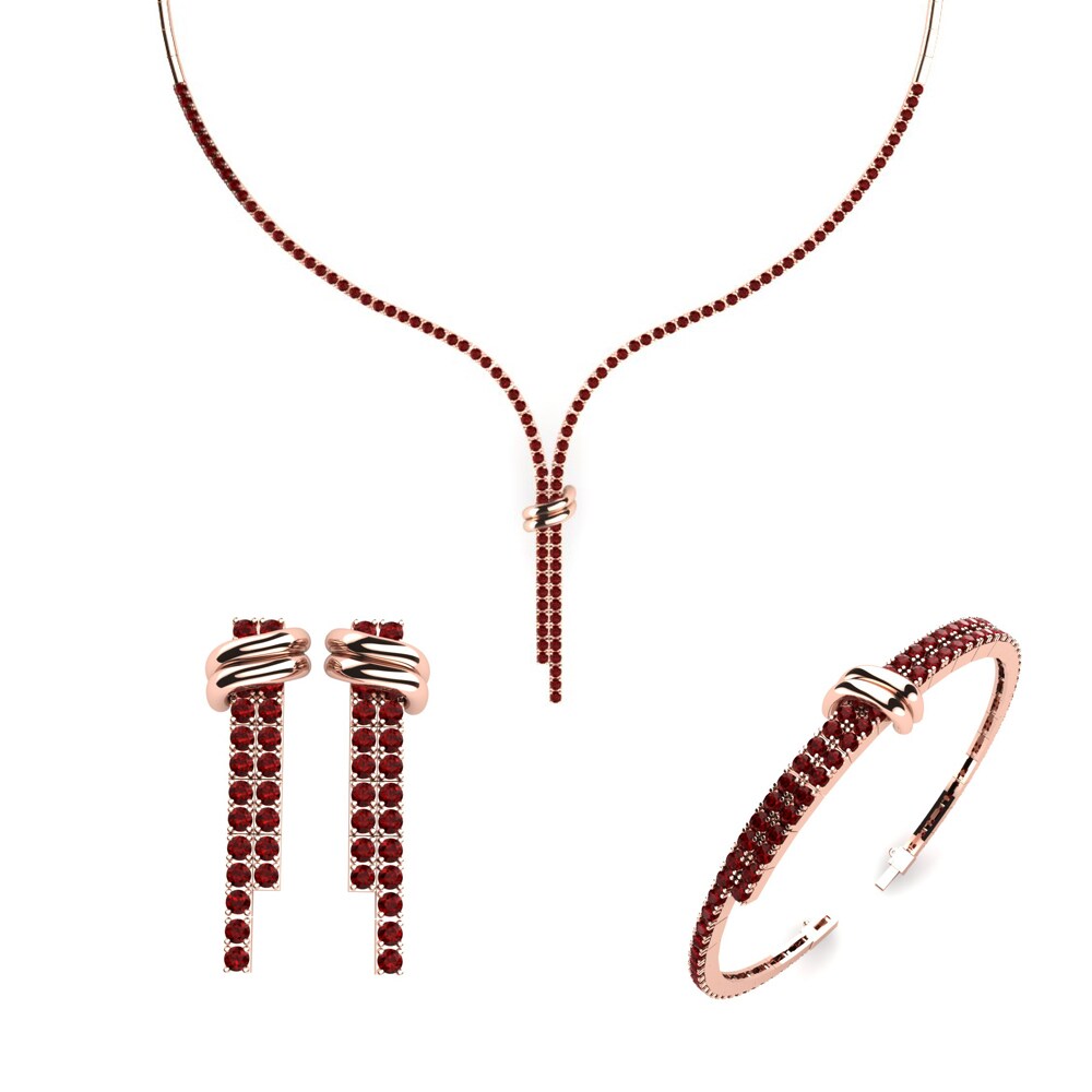 14ct Rose Gold Ruby Jewellery set Vils