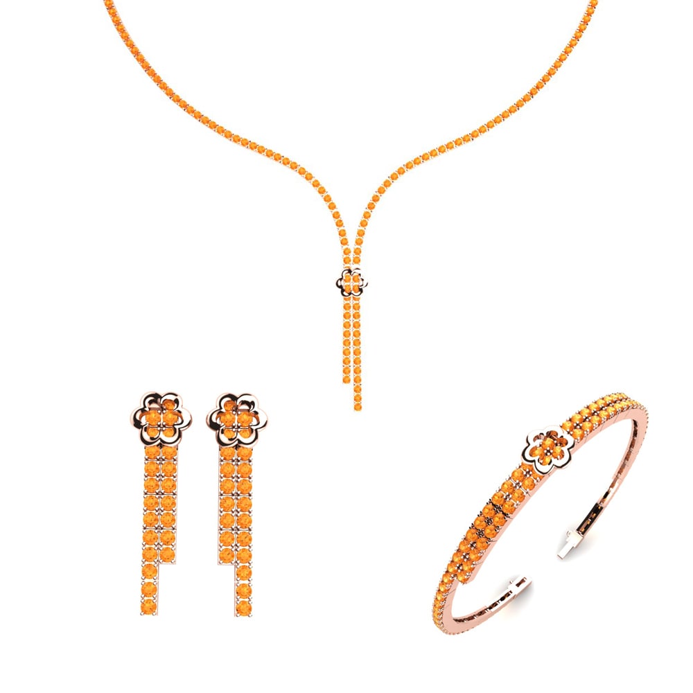 14ct Rose Gold Citrine Jewellery set Rhine