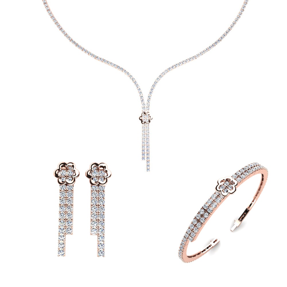 9ct Rose Gold Moissanite Jewellery set Rhine