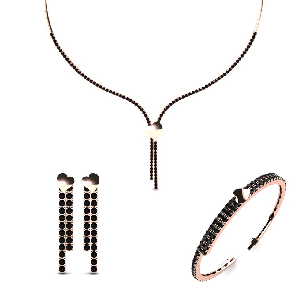 14ct Rose Gold Black Onyx Jewellery set Werra