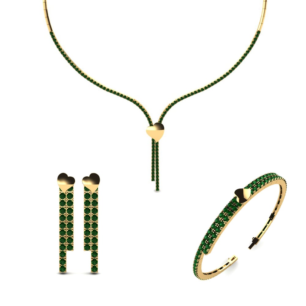 14ct Yellow Gold Emerald Jewellery set Werra