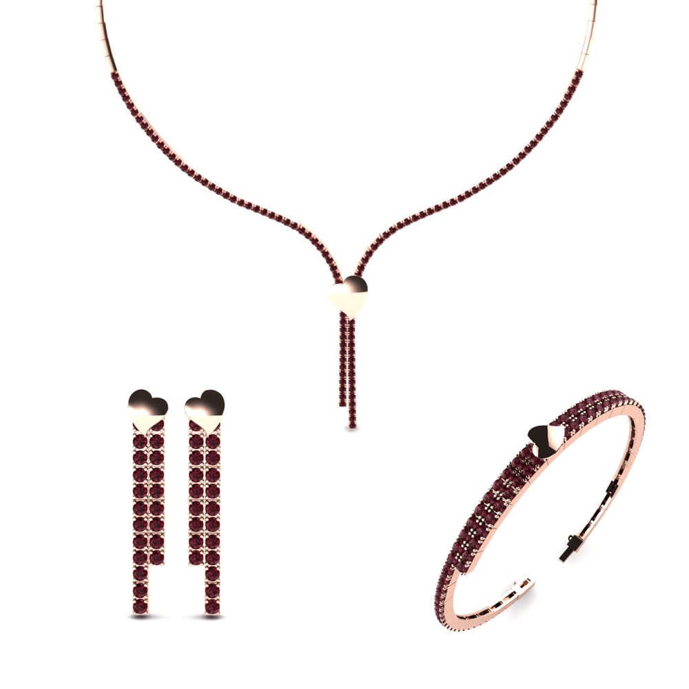 14ct Rose Gold Garnet Jewellery set Werra