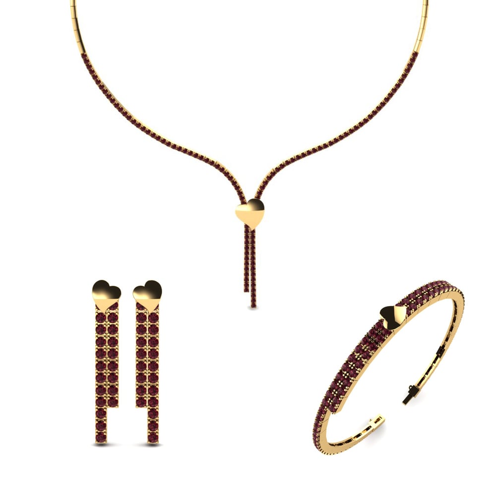 14ct Yellow Gold Garnet Jewellery set Werra