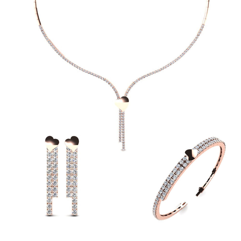 9ct Rose Gold Moissanite Jewellery set Werra