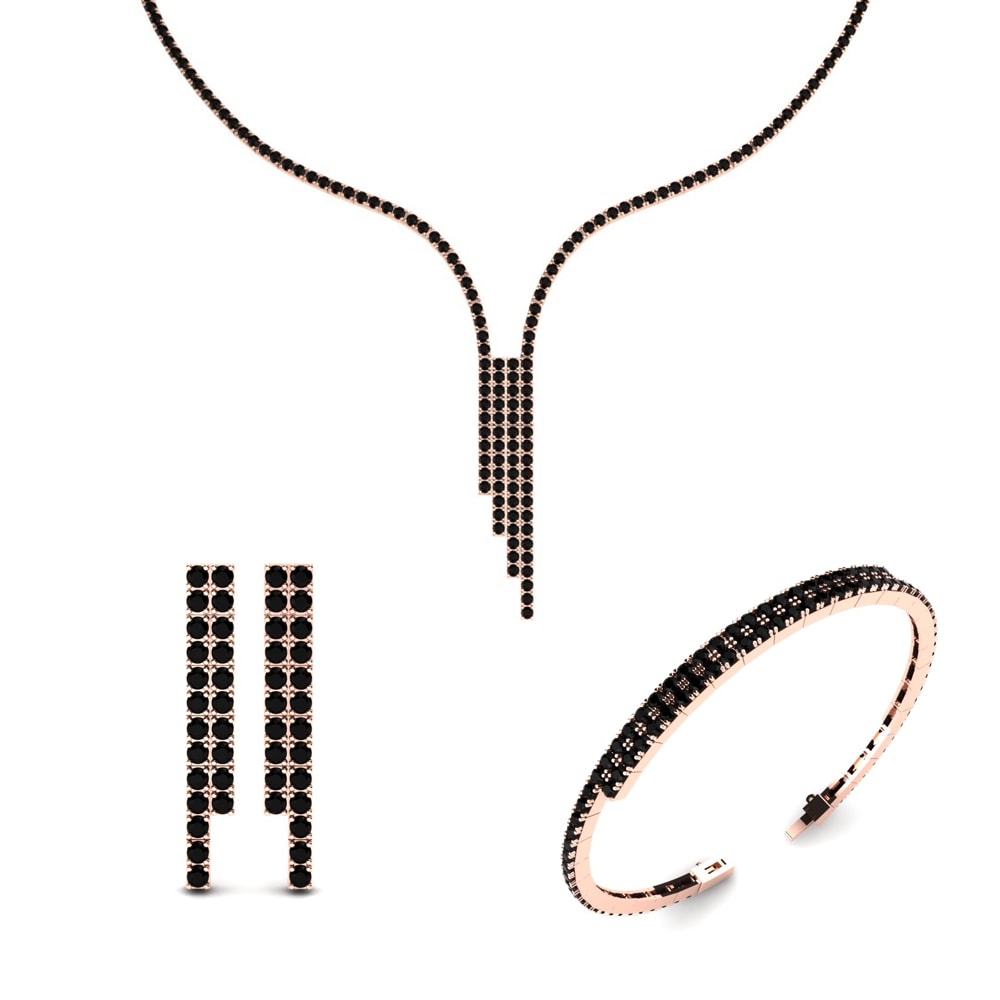 14ct Rose Gold Black Onyx Jewellery set Elbe