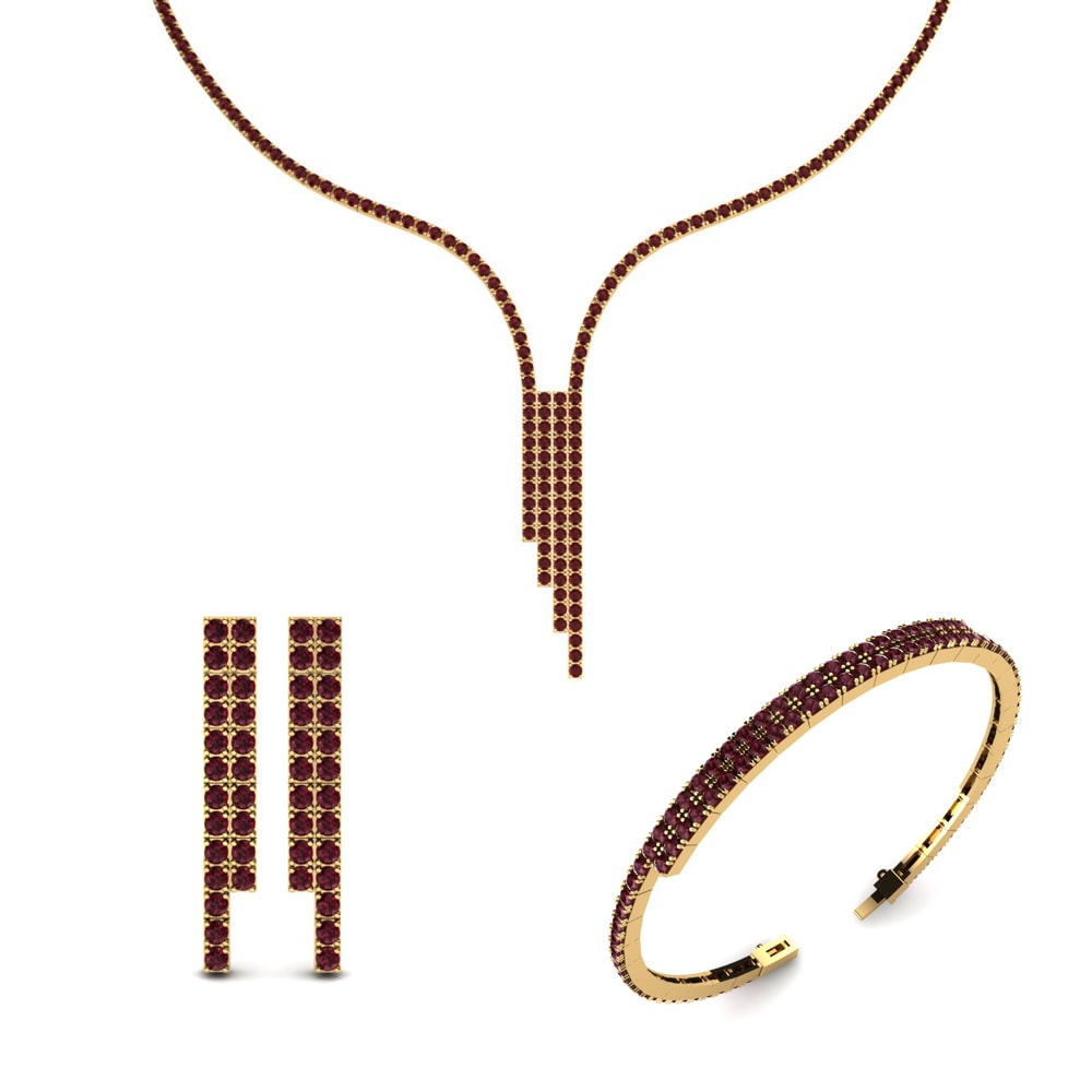14ct Yellow Gold Garnet Jewellery set Elbe