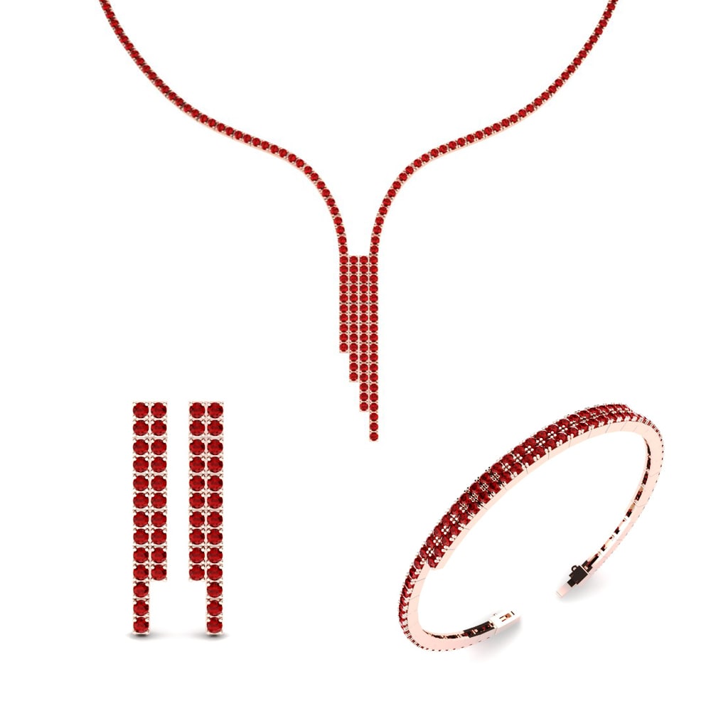 14ct Rose Gold Ruby Jewellery set Elbe