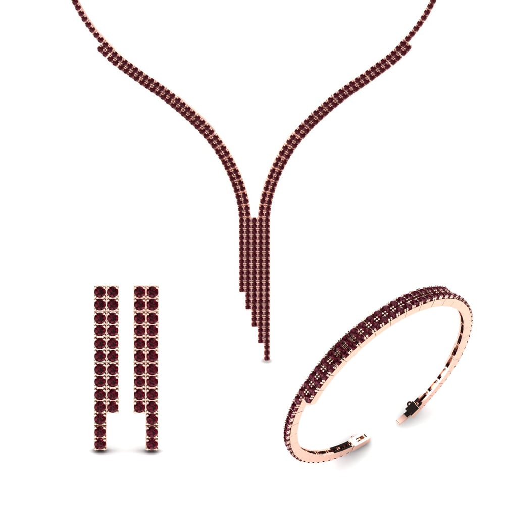 14ct Rose Gold Garnet Jewellery set Moselle