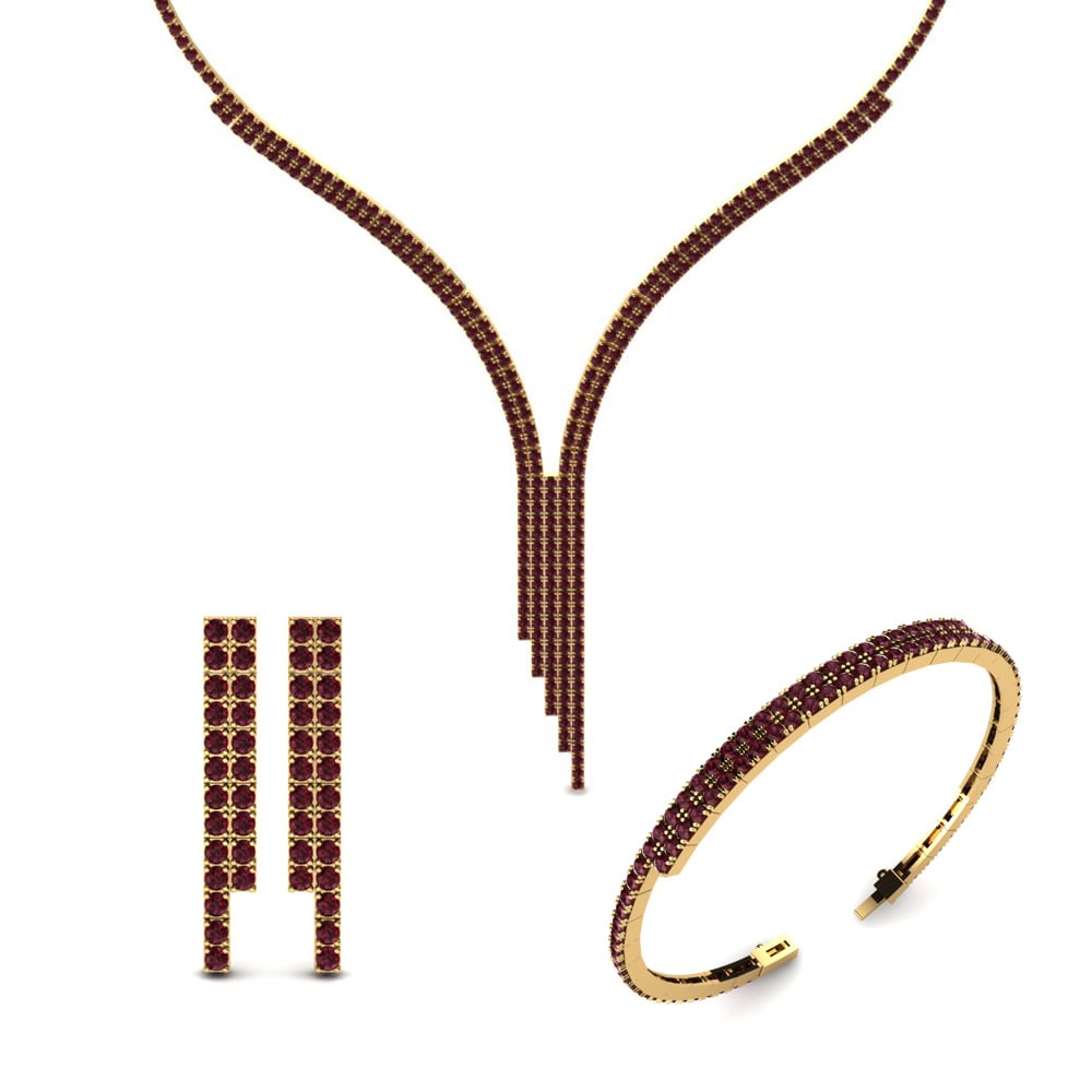 14ct Yellow Gold Garnet Jewellery set Moselle