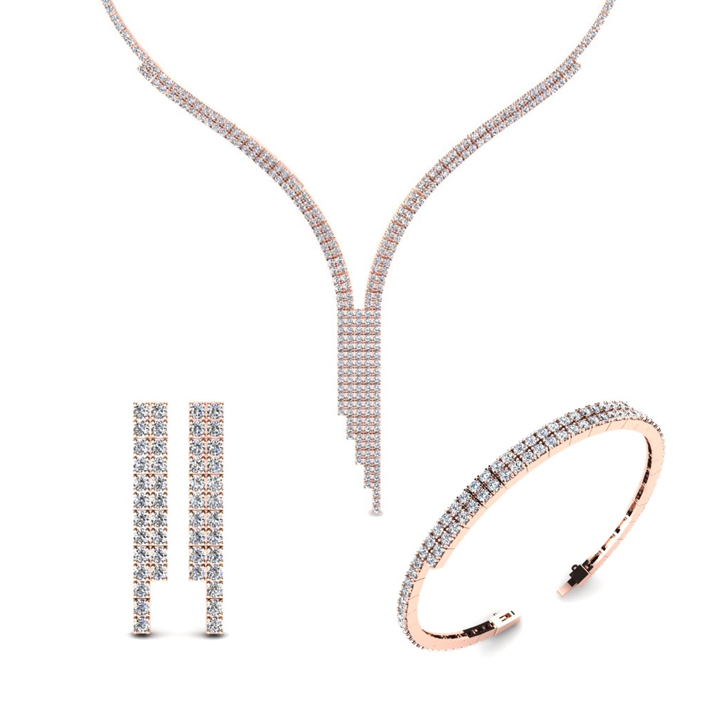 9ct Rose Gold Moissanite Jewellery set Moselle