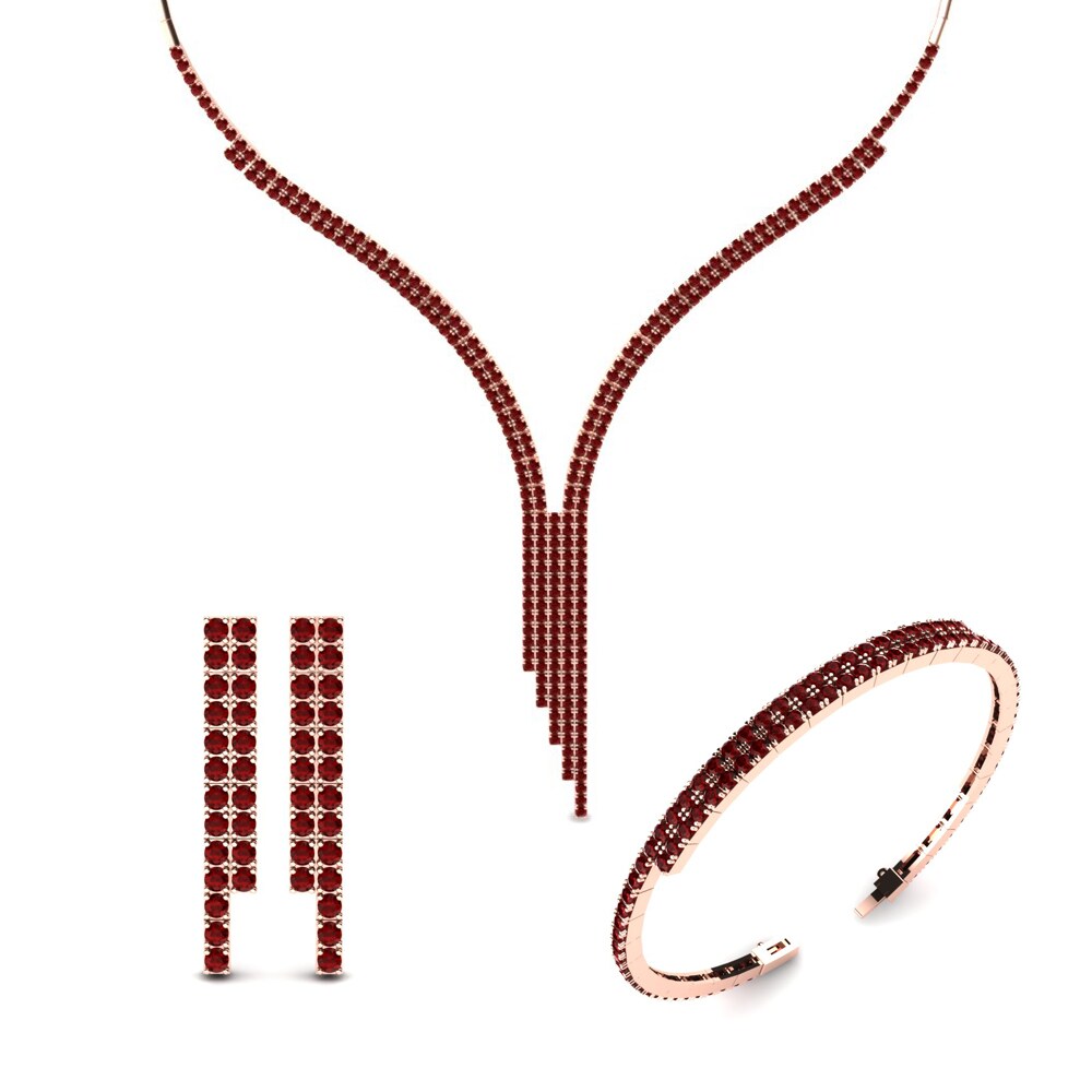 14ct Rose Gold Ruby Jewellery set Moselle